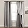 Lush Decor Sheer Grommet Curtains With Insulated Blackout Lining Window Curtain Panels Pair 38W x 84L Dark Gray Curtain With Sheer Overlay Elegant Blackout Curtains for Bedroom