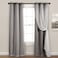 Lush Decor Sheer Grommet Curtains With Insulated Blackout Lining Window Curtain Panels Pair 38W x 84L Dark Gray Curtain With Sheer Overlay Elegant Blackout Curtains for Bedroom