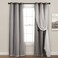 Lush Decor Sheer Grommet Curtains With Insulated Blackout Lining Window Curtain Panels Pair 38W x 84L Dark Gray Curtain With Sheer Overlay Elegant Blackout Curtains for Bedroom
