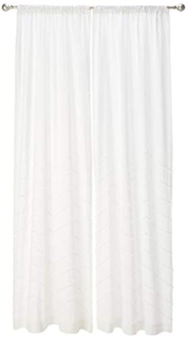 Lush Decor White Chenille Chevron Window Curtain Panel Pair 95 x 40