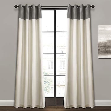 Lush Decor Milo Linen Window Curtain Panel Pair 84 x 52 Gray and OffWhite