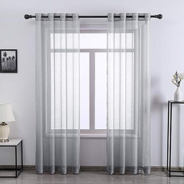 DONREN Luxury Soft Sheer Curtains for Bedroom 72 Inch Length Grommet Sheer Curtains for Living Room2 PanelsGrey