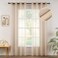 MIULEE 2 Panel Beige Semi Sheer Window Curtains Elegant Grommet Top Voile PanelsDrapesTreatment Linen Textured Panels for Bedroom Living Room 54X72 Inches