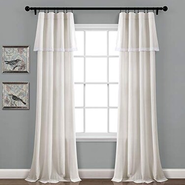 Lush Decor Lace Window Curtain Panel Pair 84 x 38 Light Linen