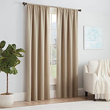 Eclipse ECLIPSE Solid Thermapanel Modern Room Darkening Rod Pocket Window Curtain for Bedroom 1 Panel 54 x 84 Taupe