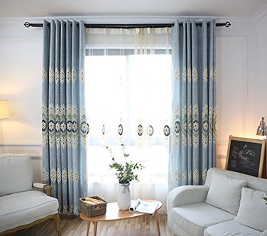 VOGOL Simple Chenille Jacquard Blackout Window Elegance CurtainsDrapesPanelsTreatments for Bedroom Living RoomTop Grommets 2 Panels