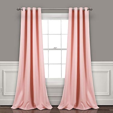 Lush Decor Insulated Grommet Blackout Window Curtain Panels Pair 52 W x 84 L Pink Classic Modern Design Chic Window Decor Long Curtains For Living Room Bedroom Or Dining Room