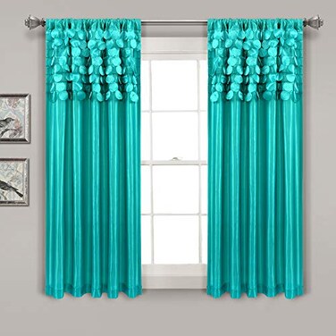 Lush Decor Circle Dream Window Curtains Panel Set for Living Dining Room Bedroom Pair 54W x 63L Turquoise
