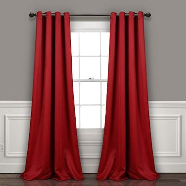 Lush Decor Insulated Grommet Blackout Window Curtain Panels Pair 52 W x 95 L Red Classic Modern Design Chic Window Decor Long Curtains For Living Room Bedroom Or Dining Room