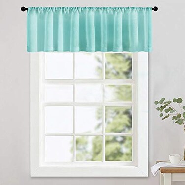 MRTREES Sheer Valances 54 x 16 inches Long Aqua Blue Valance Curtain Living Room Bedroom Sheers Light Filtering Rod Pocket Voile 1 Panel
