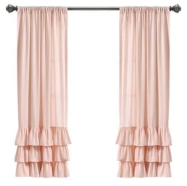 Lush Decor Blush Allison Ruffle Curtains Window Panel Set for Living Dining Room Bedroom Pair 63 x 40 16T004557