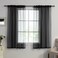 HUTO Black Sheer Curtains 45 Inch Length for Small Window Rod Pocket Sheer Drapes Panels for Kitchen Bathroom2 Panels 52 by 45 Inches Long