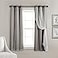 Lush Decor Sheer Grommet Curtains With Insulated Blackout Lining Window Curtain Panels Pair 38W x 63L Dark Gray Curtain With Sheer Overlay Elegant Blackout Curtains for Bedroom