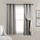Lush Decor Sheer Grommet Curtains With Insulated Blackout Lining Window Curtain Panels Pair 38W x 63L Dark Gray Curtain With Sheer Overlay Elegant Blackout Curtains for Bedroom
