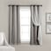 Lush Decor Sheer Grommet Curtains With Insulated Blackout Lining Window Curtain Panels Pair 38W x 63L Dark Gray Curtain With Sheer Overlay Elegant Blackout Curtains for Bedroom