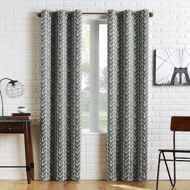Sun Zero Kenwood Chevron Blackout Grommet Curtain Panel Gray 40W x 95L 1 Panel