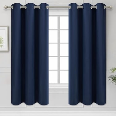Diraysid Navy Blue Grommet Blackout Curtains for Bedroom Thermal Insulated Room Darkening Curtains Drapes 42x 63 2 Panels