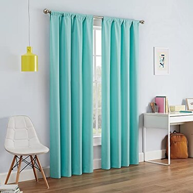 Eclipse ECLIPSE Kendall Modern Blackout Thermal Rod Pocket Window Curtain for Bedroom or Living Room 1 Panel 42 x 95 Pool
