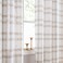 Randall Brown White Light Filtering Drapes 54 Inch Long with Nickel GrommetSemiSheer LinenLook Plaid Curtains with Soft TouchHeavy Rustic Farmhouse Style for Living Room54x54 2 Panels