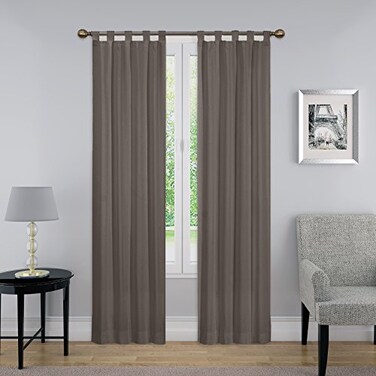 Pairs to PAIRS TO GO Montana Modern Decorative Tab Top Window Curtains for Bedroom or Living Room 2 Panels 30 x 95 Grey