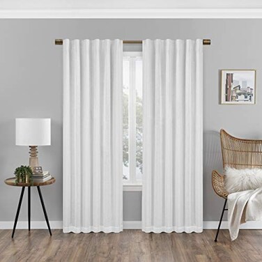 Eclipse Absolute Zero Nora Solid Blackout Thermal Insulated Rod Pocket Curtains for Bedroom Single Panel 50 x 84 White