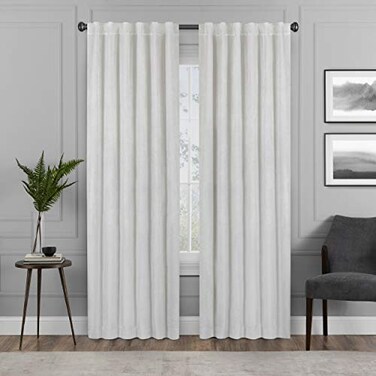 Eclipse Absolute Zero Harper Velvet Blackout Thermal Insulated Rod Pocket Curtains for Bedroom Single Panel 50 x 108 Snow