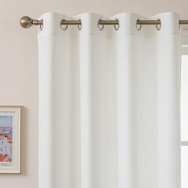 MvchennL White Linen Curtains 102 Inch Long Curtains 2 Panels Set Light Filtering Semi Sheer Drapes Natural Grommet Top Thick Window Treatments for Living RoomBedroomDining Room