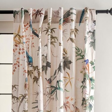 Maison d' Maison d Hermine Curtains for Living Room 100 Cotton 84 inch Length One Panel Light Filtering Curtains for Windows with Rod and Loop Pockets Spring Summer Hokuzai Beige 50 W x 84 L