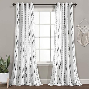 Lush Decor Hygge Stripe Window Curtain Panel Pair 108 Long x 52 Wide Black White