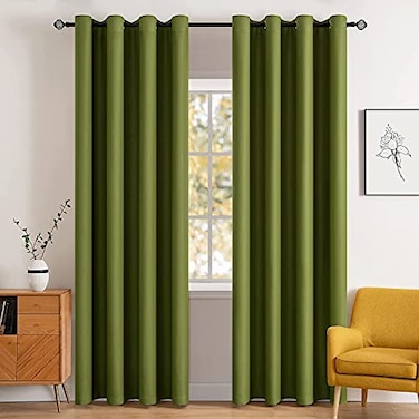 MIULEE Blackout Curtains Room Darkening Thermal Insulated Black Out Drapes Solid Window Treatment Set Grommet Top Light Blocking Curtain for Living RoomBedroom 2 Panels 52x84 inchOlive Green