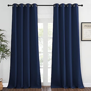 NICETOWN Blackout Curtain Panel Home Decoration Light Blocking Room Darkening DrapeDrapery for Nursery Room Ring Top Navy 52 inches Wide by 95 inches Long 1 PC