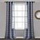 Lush Decor Farmhouse Textured Grommet Sheer Window Curtain Panel Pair 38W x 95L Navy
