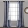 Lush Decor Farmhouse Textured Grommet Sheer Window Curtain Panel Pair 38W x 95L Navy