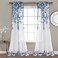 Lush Decor Tanisha Curtains Sheer Window Panel Set Floral Vine Print Beautiful Modern Elegant Home Decor 38 W x 95 L Navy White