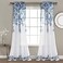Lush Decor Tanisha Curtains Sheer Window Panel Set Floral Vine Print Beautiful Modern Elegant Home Decor 38 W x 95 L Navy White