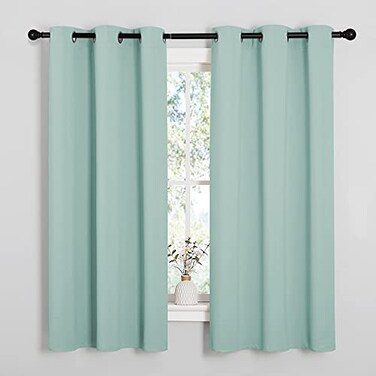 NICETOWN Aqua Blue Room Darkening Curtains for Kitchen Window Treatment Thermal Insulated Solid Grommet CurtainsDrapes Bedroom Set of 2 42 inches Wide by 63 Long