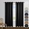 KOUFALL Black Curtains 95 Inches Long for Living Room Grommet Light Reducing Semi Blocking Window Sheer Drapes for Bedroom 95 Inch Length 2 Panel Set
