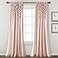 Lush Decor Boho Pom Pom Tassel Linen Textured Window Curtain Panel Single 52 W x 95 L Blush