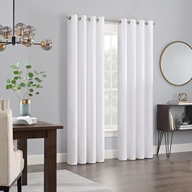 Eclipse Aurelia Velvet Room Darkening Grommet Noise Reduction Window Curtains 2 Panels 52 in x 95 in White