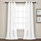 Lush Decor Farmhouse Textured Grommet Sheer Window Curtain Panel Pair 38W x 108L Bleach White