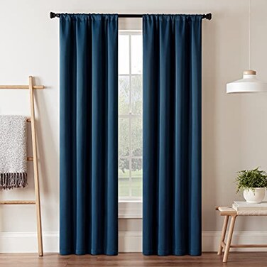 Eclipse ECLIPSE Room Darkening Curtains for Bedroom Darrell 37 x 95 Thermal Insulated Single PanelRod Pocket Light Blocking Curtains for Living Room Indigo 16205037095IND