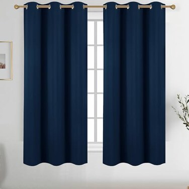 Diraysid Navy Blue Grommet Blackout Curtains for Bedroom Thermal Insulated Room Darkening Curtains Drapes 38 x 63 2 Panels