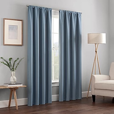 Eclipse ECLIPSE Kendall Modern Blackout Thermal Rod Pocket Window Curtain for Bedroom or Living Room 1 Panel 42 x 95 Slate