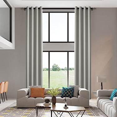 MAIHER High Living Room Blackout Extra Long Curtain 2 Story Drape with Grommet 17ft Length Thermal Insulated Tall Curtain for Bedroom Light Grey 1 Panel 50 W x 204 L