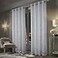 always4u 100 Blackout Soft Velvet Curtains for Bedroom Living Room Thermal Energy Saving 63 Inches Long Luxury Silver Foil Print Drapes 2 Panels White
