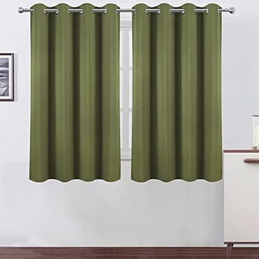 LEMOMO Olive Green Thermal Blackout Curtains52 x 54 InchSet of 2 Panels Room Darkening Curtains for Bedroom