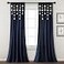 Lush Decor Boho Pom Pom Tassel Linen Textured Window Curtain Panel Single 52 W x 84 L Navy