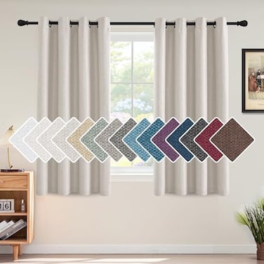 H.VERSAILTEX HVERSAILTEX Linen Blackout Curtain 54 Inches Long for BedroomLiving Room Thermal Insulated Grommet Linen Look Curtain Drapes Primitive Textured Burlap Effect Window Drapes 1 Panel Heather