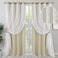BGment Room Darkening Curtains with Sheer Overlay Silver Printed Tulle Double Layer Curtains for Living Room Grommet Thermal Insulated Window Curtains for Bedroom 2 Panels Each 52 x 84 Inch Beige