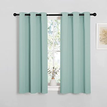 NICETOWN Aqua Blue Thermal Insulated Curtains Blackout Draperies Window Treatment Solid Grommet Room Darkening Drape Panels for Bedroom Set of 2 34 by 45 inches Long